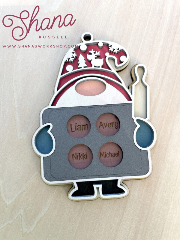 gnome family christmas ornament with 4 names