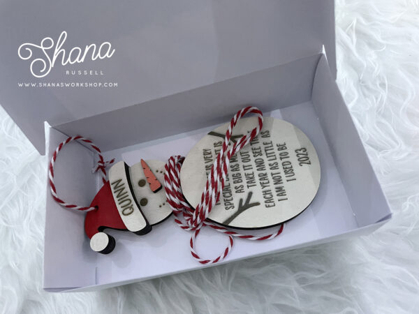 personalized snowman growth ornament in box