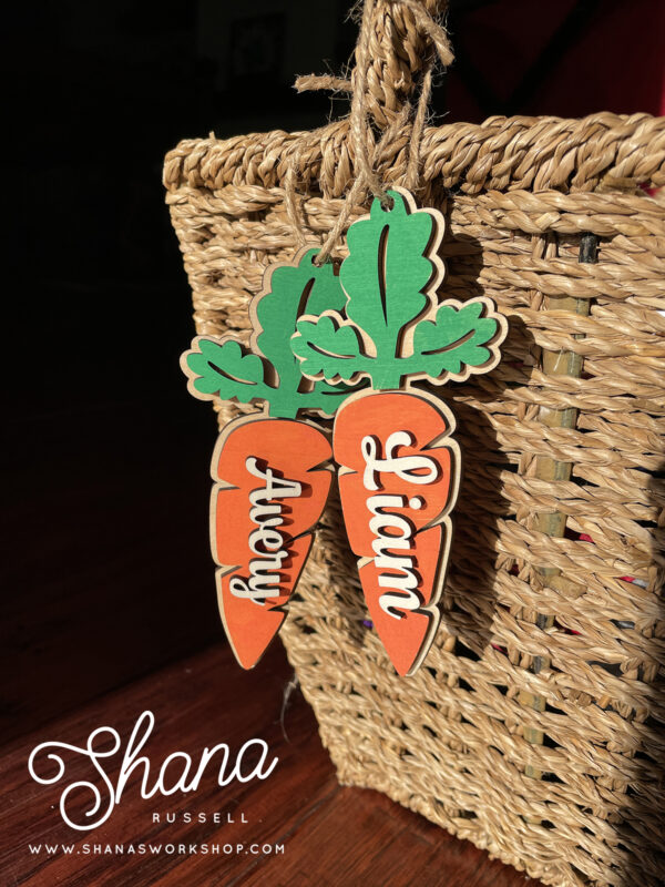 custom easter basket tags - carrots with custom names